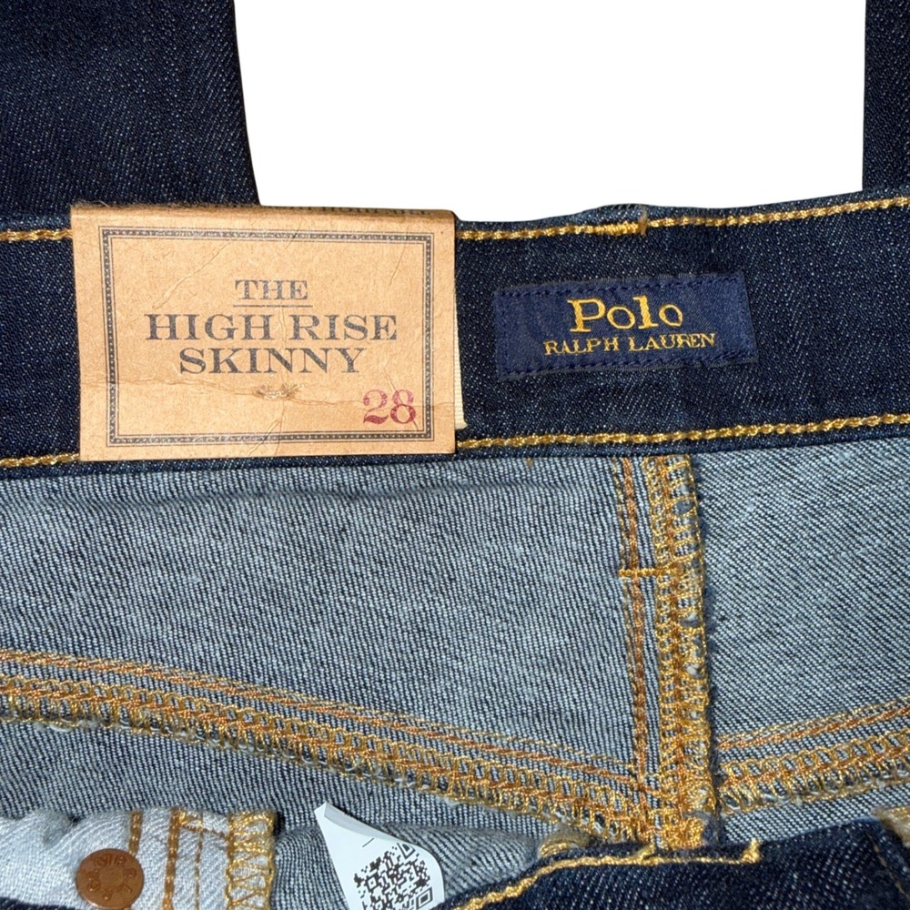 Polo Ralph Lauren High Rise Skinny Jeans 28 Indigo Dark Wash Stretch Denim NEW - Picture 4 of 6